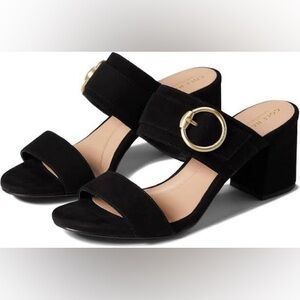 Cole Haan Alina City Mule – Black Suede Block Heel – Size 8